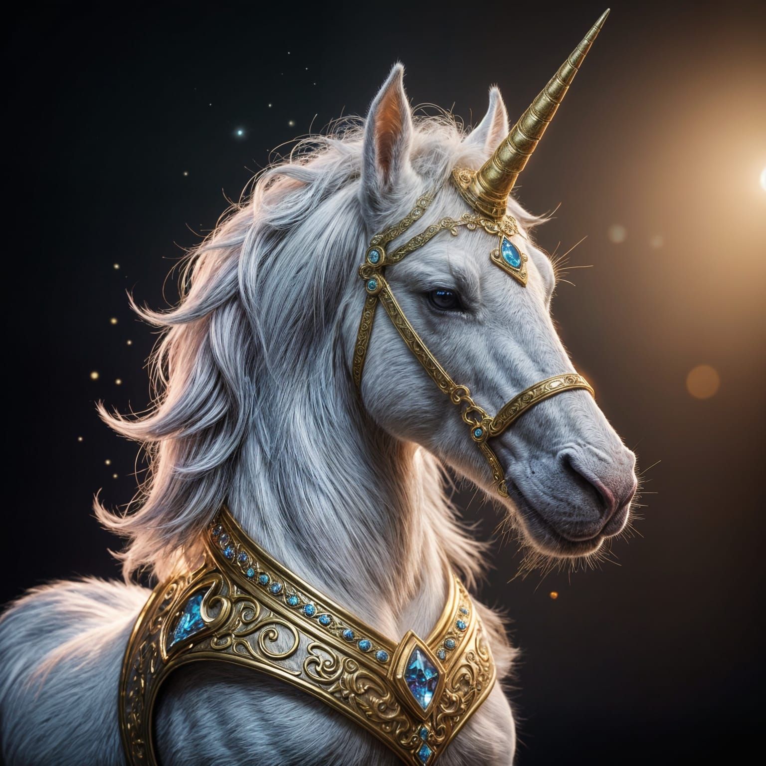 Majestic Unicorn and Royal Rabbit in Fantasy Setting