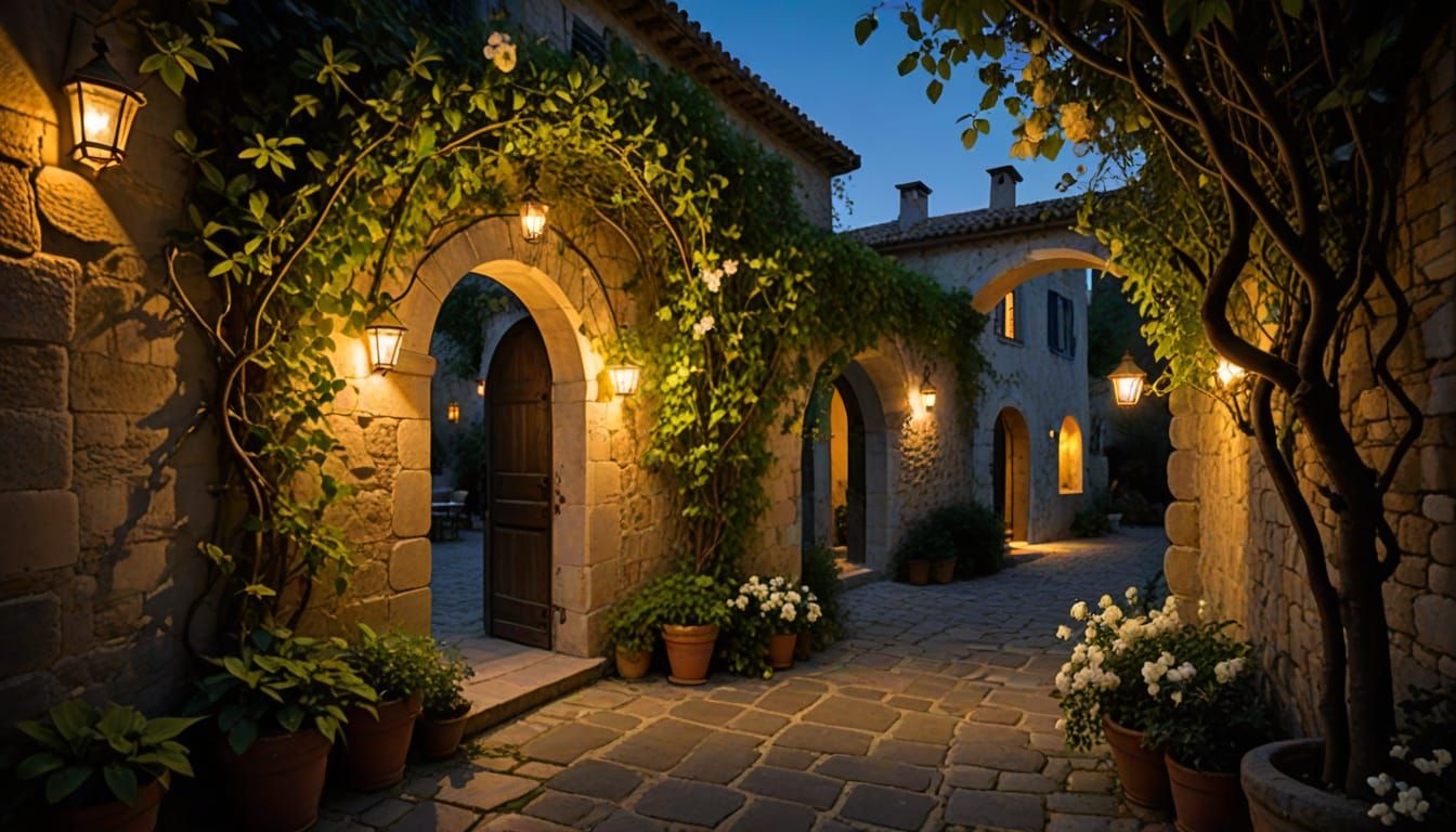 Candlelit Villa Emerges from Ancient Vines