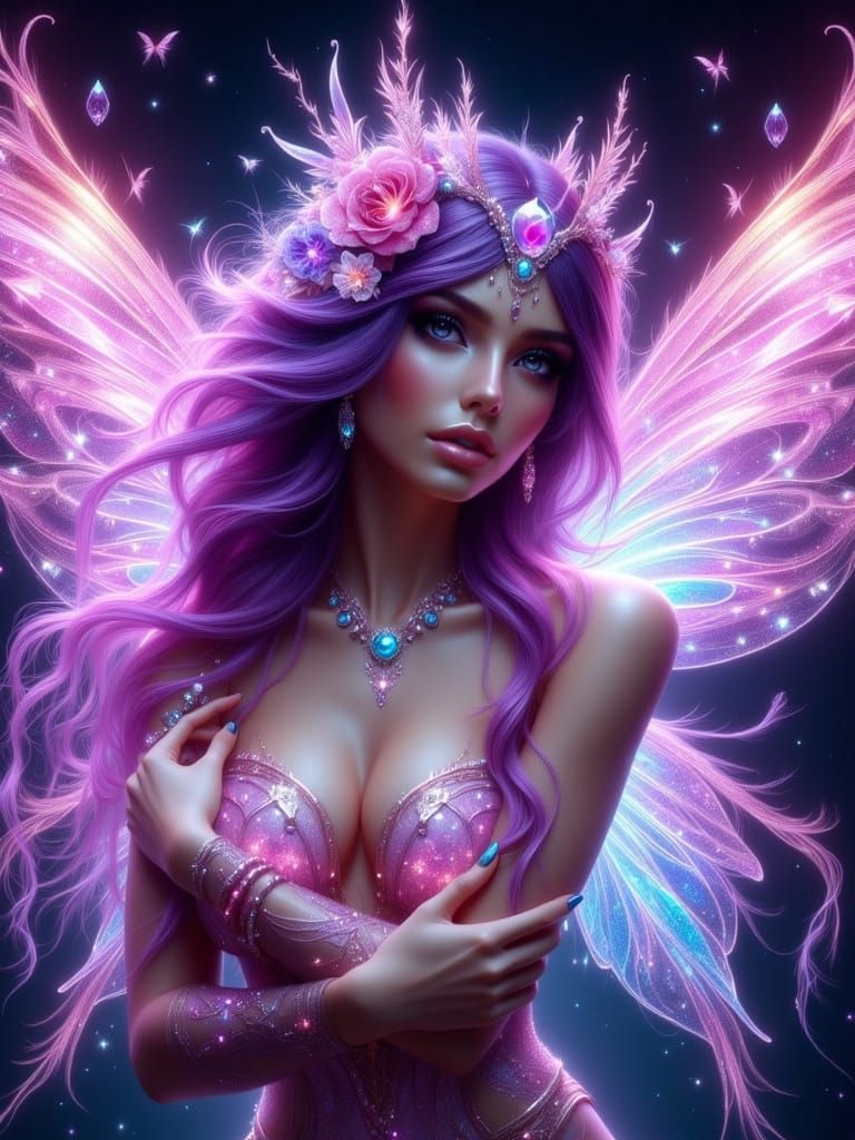 Radiant Fairy Portrait in Cosmic Fantasy Style