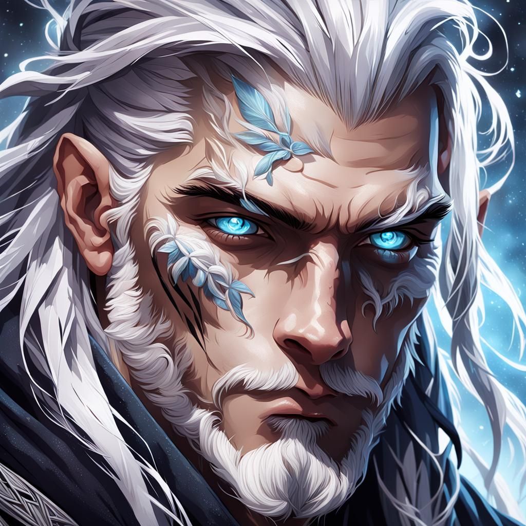 Mystical Portrait: Young Man with Braids in Digital Art