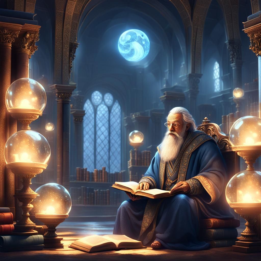 Philosopher in Mystical Library Concept Art