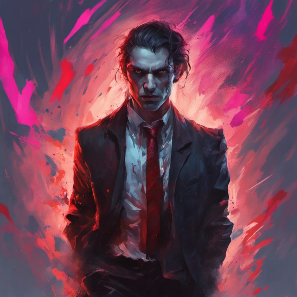 Hyperrealistic Modern Vampire Splash Art Portrait