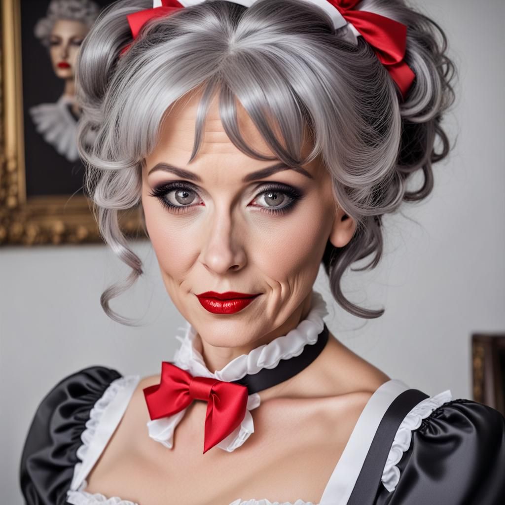 Elegant French Maid with Smoky Eyes
