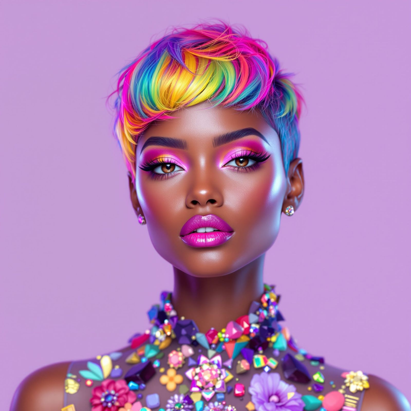 Vertical , highly detailed fantasy style portrait of a stunn...