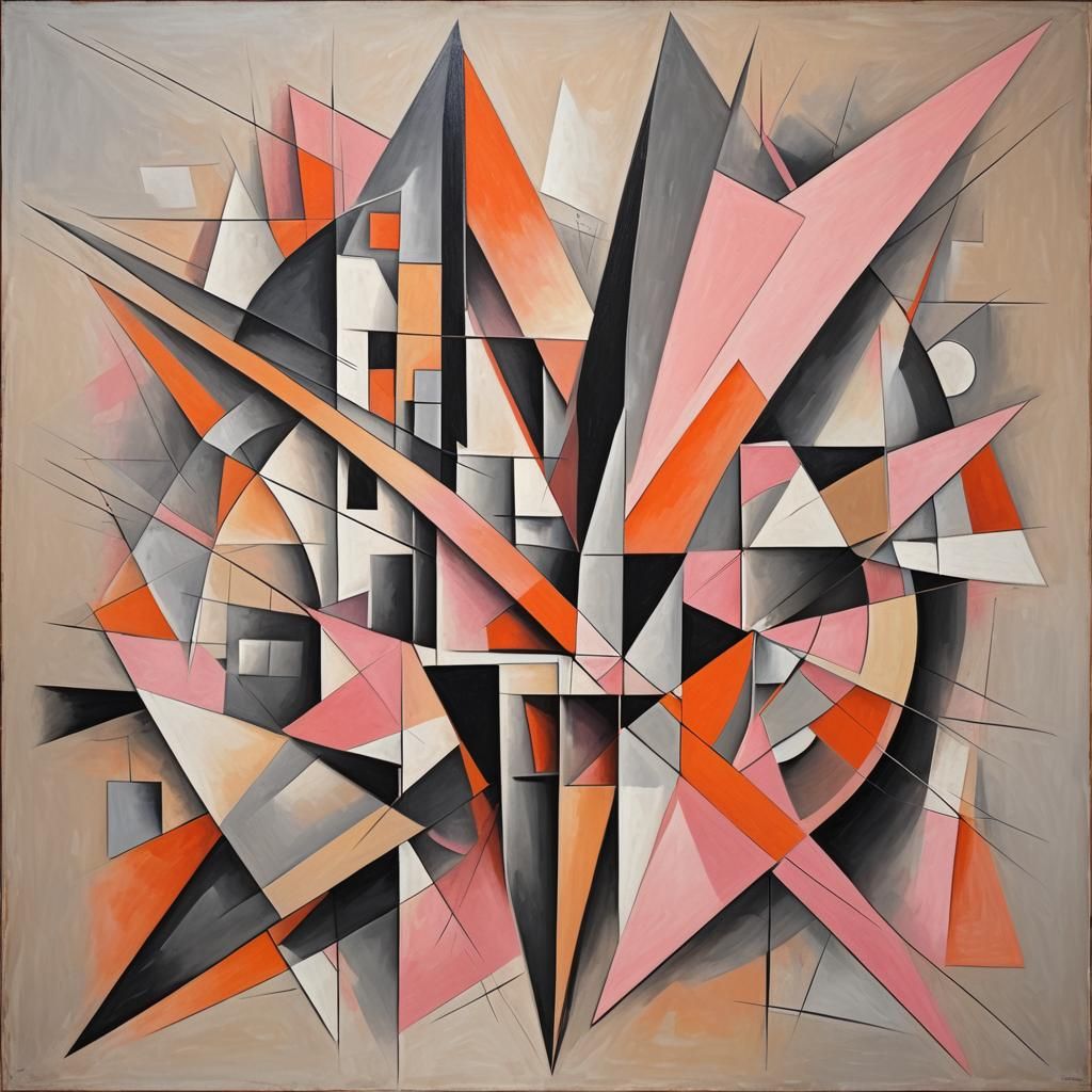 Geometric Shapes in Abstract Cubism Painting