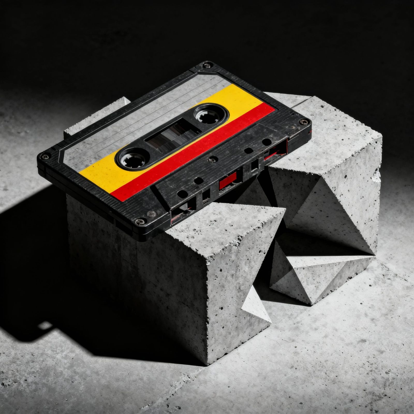 Isometric Brutalist Cassette Tape Art