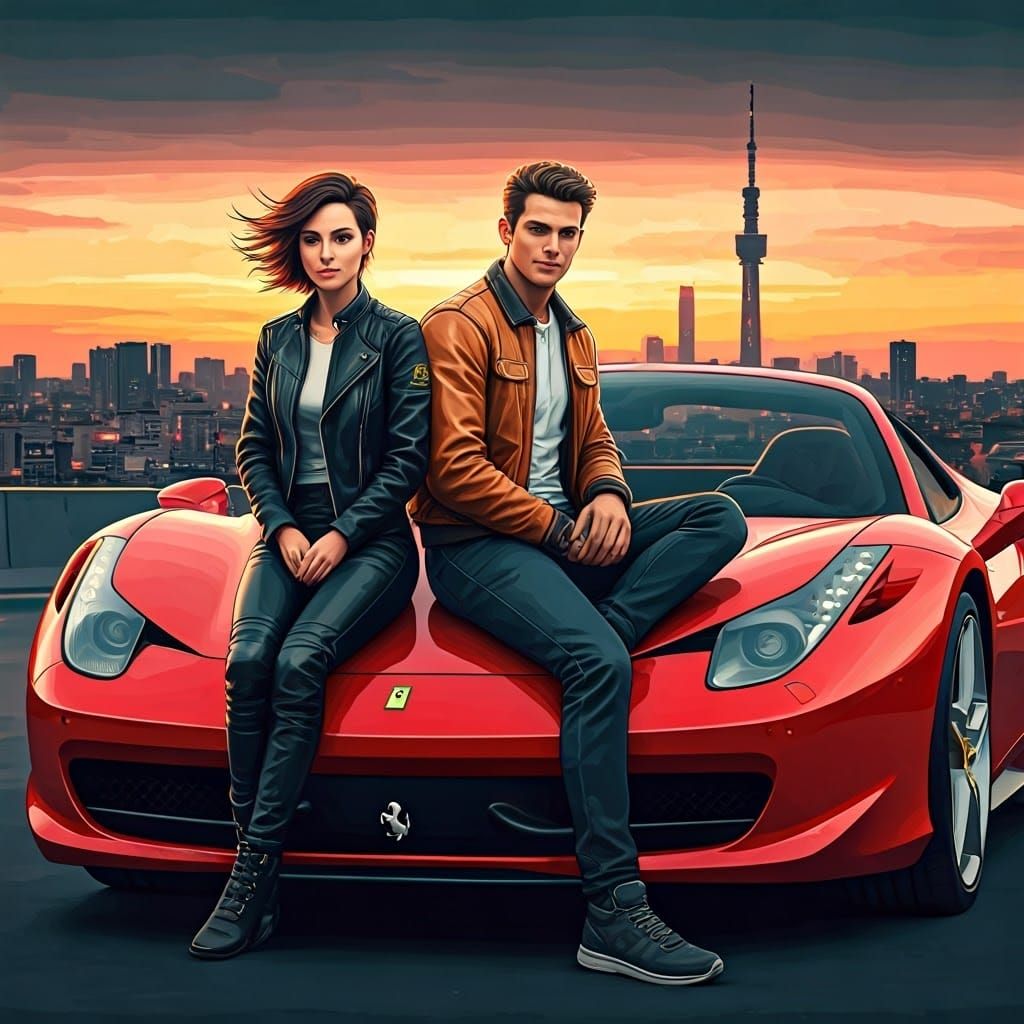 Dynamic Duo on a Ferrari Spyder