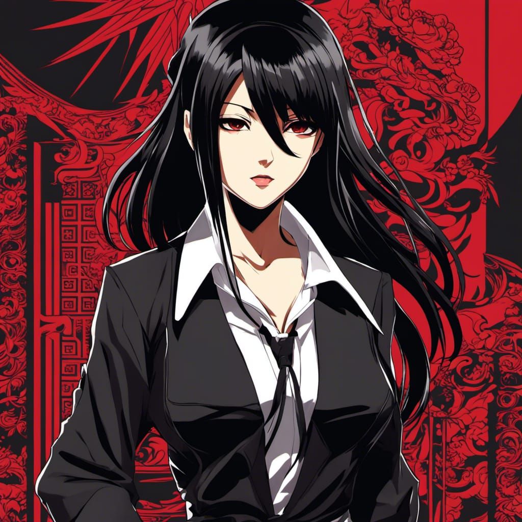 Anime Yakuza Boss with Black Hair