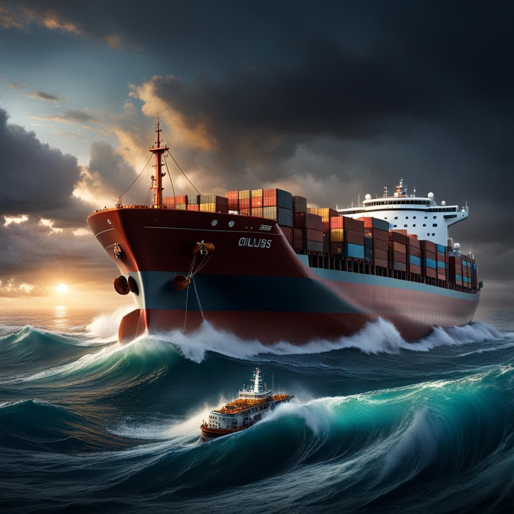 Small Boat on Stormy Sea: a Matte Painting