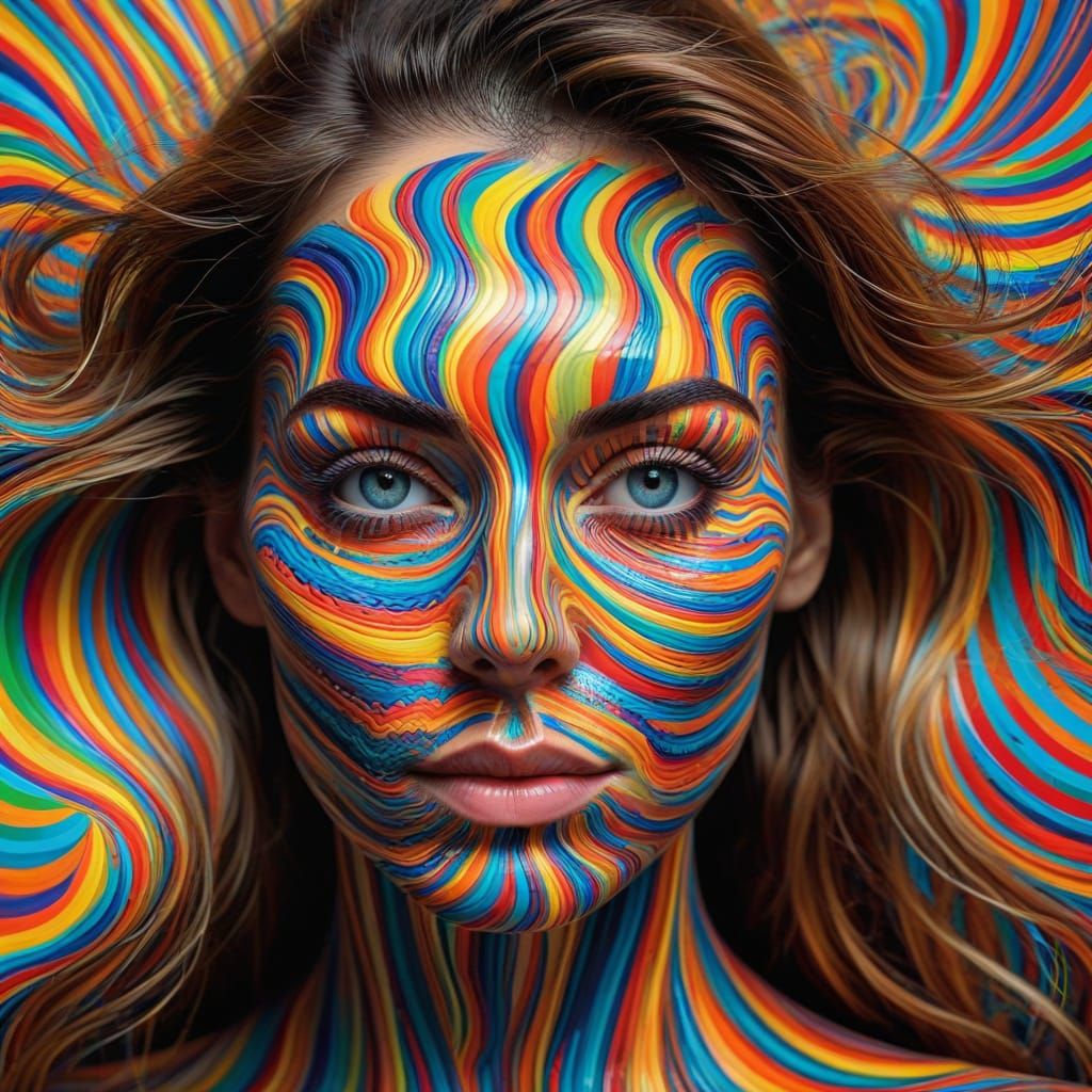 Stereogram Optical Illusion: Colorful Hidden Woman's Face