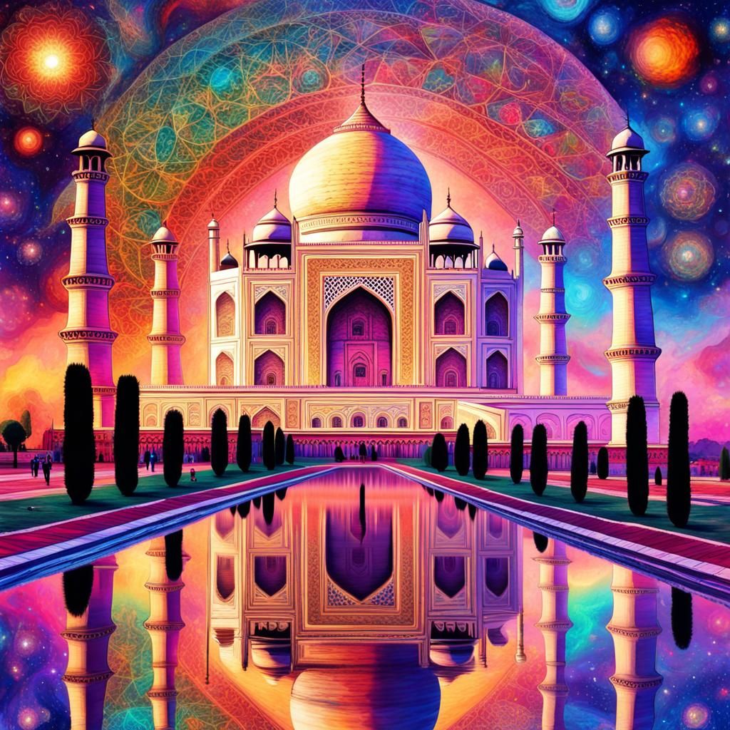 Taj Mahal in Holographic Cosmic Illustration