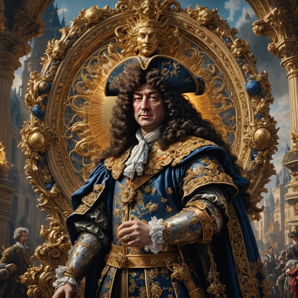 Detailed Portrait of Louis XIV in Matte Painting Style