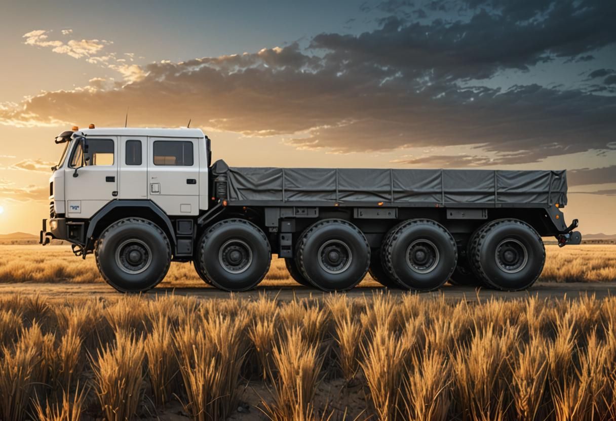 Futuristic 10-Wheel Truck Concept in Retro Style