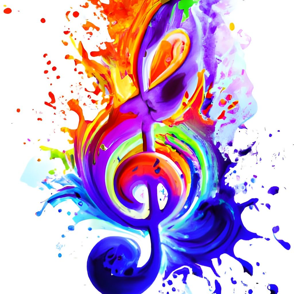 Surreal Music Shape in Watercolor Splash Art