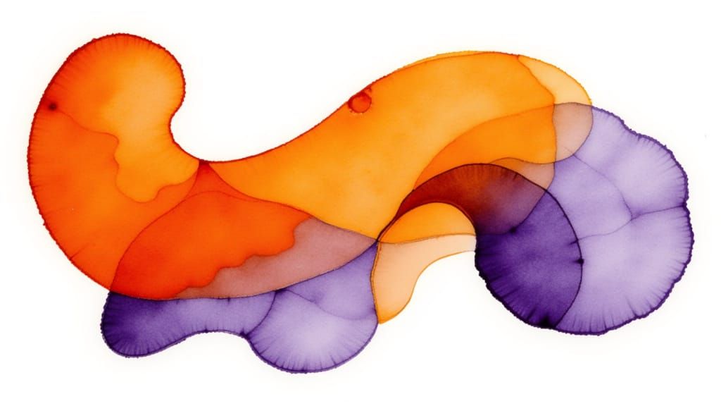 Vibrant Orange and Purple Abstract Watercolor Shapes