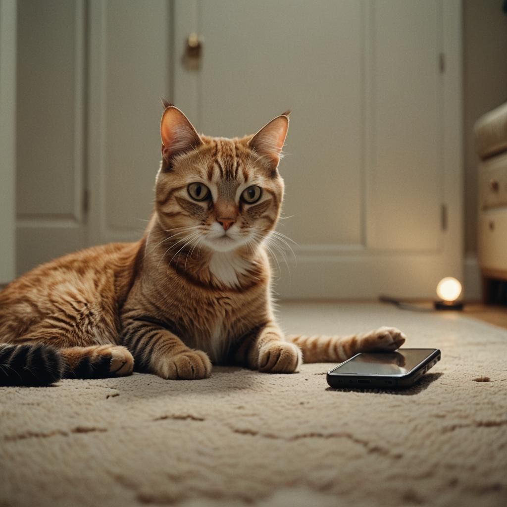 Cat's Cinematic Encounter with a Smartphone