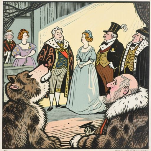 Satirical Woodcut print 1890s