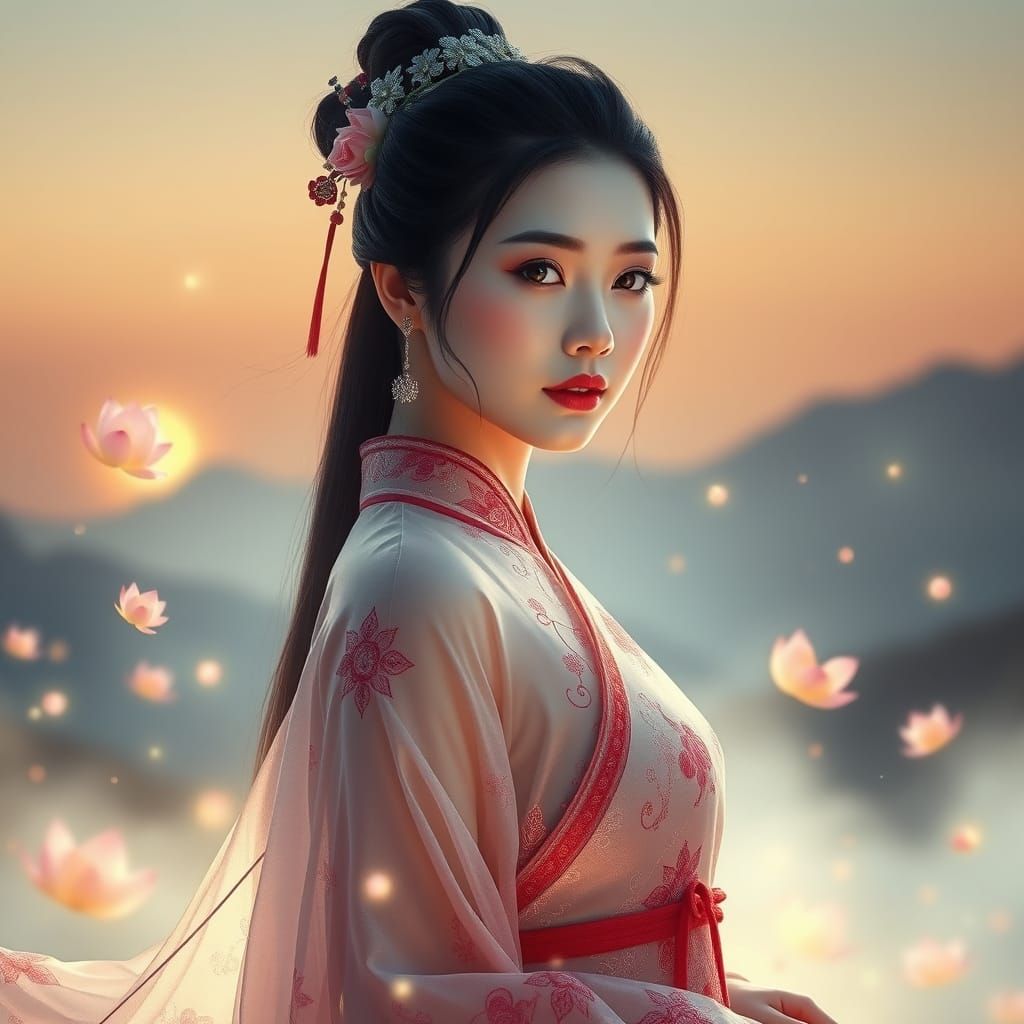 Asian Goddess in Ethereal Traditional Attire
