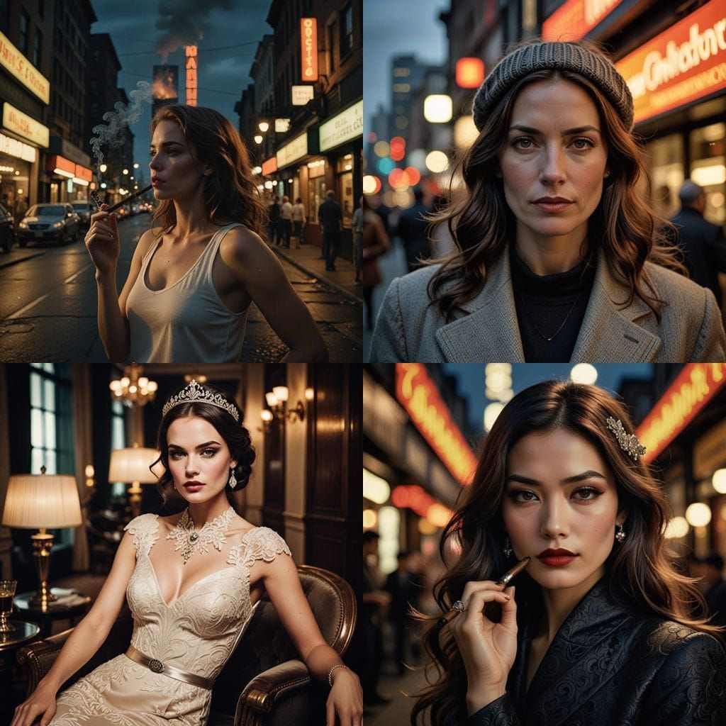 Elegant Woman Savoring a Cigar in Warm Lighting
