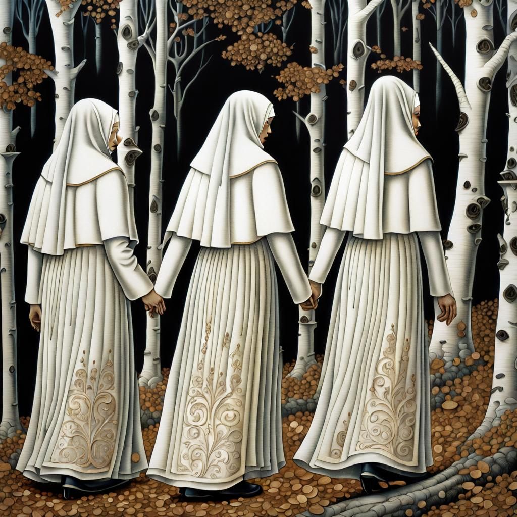 Solemn Nuns Walk to Gothic Church