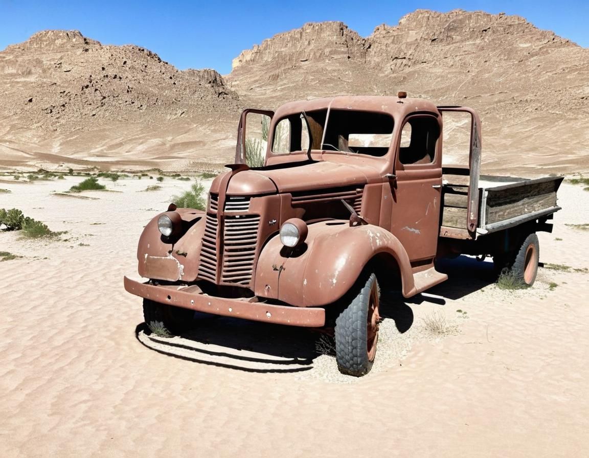 Vintage Truck Roams the Desert Landscape