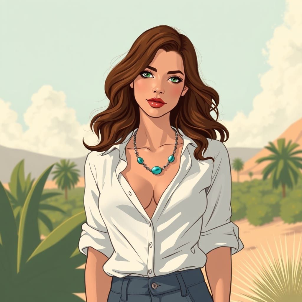 Elegant Portrait of Woman in Art Nouveau Style