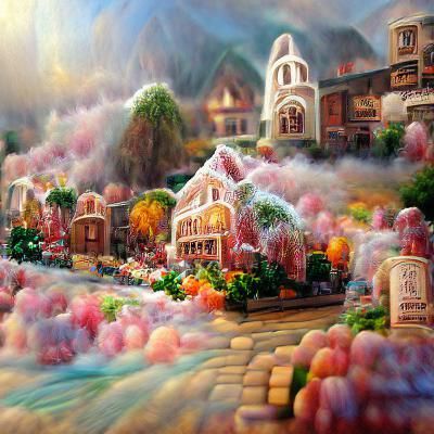 Candy Village in Ethereal Fantasy Style