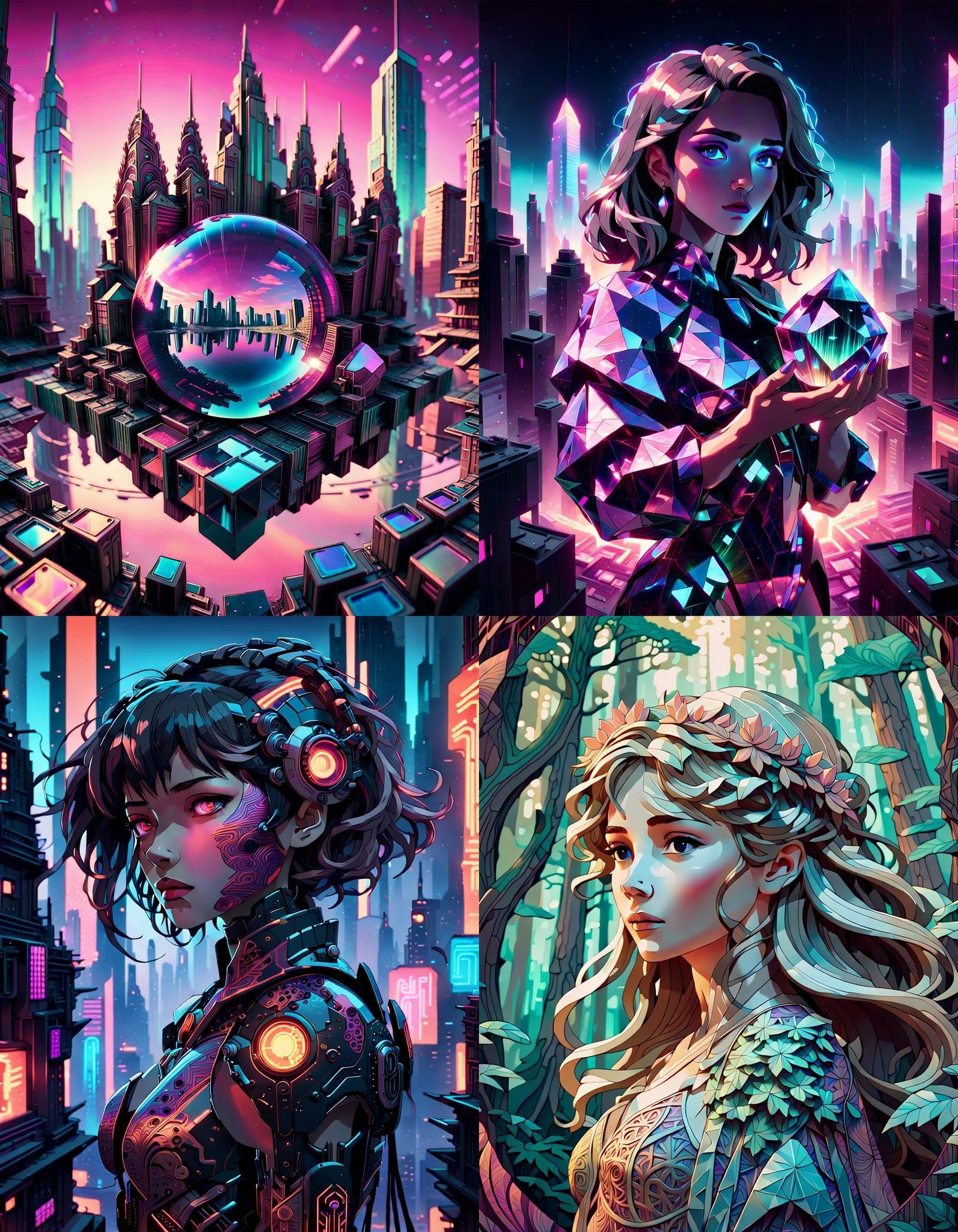 Synthwave Bismuth: A Lyrical Abstract Matte Painting