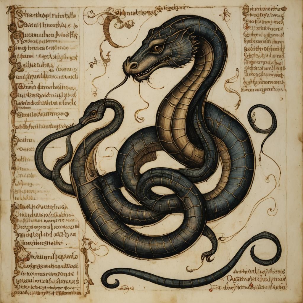 Cobra in Leonardo da Vinci Style Bestiary