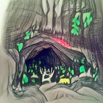 Glowing Forest Surrounds an Old Cave