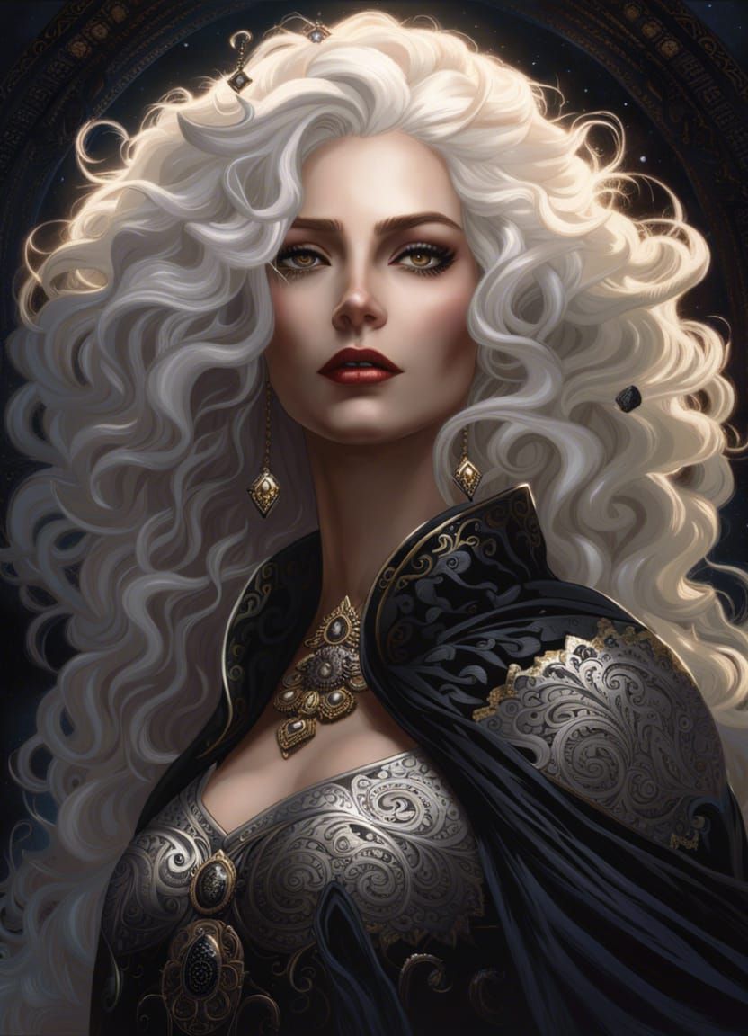 Goddess with Black Roses: Hyperrealistic Digital Portrait