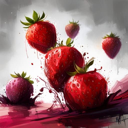 Polychromatic Strawberry Splash Art in 8K