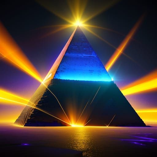 Surrealistic Energetic Orb Illuminates Ancient Pyramid