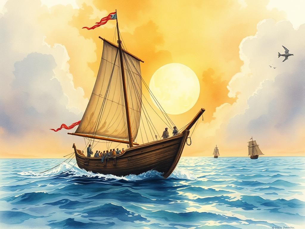 Arab Dhow Lands on Madagascar: Historical Illustration