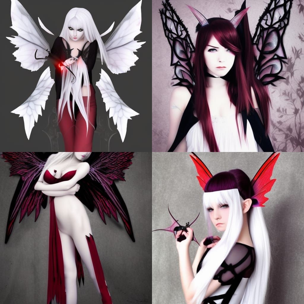 Gothic Fairy Assassin with Wings and Red Eyes