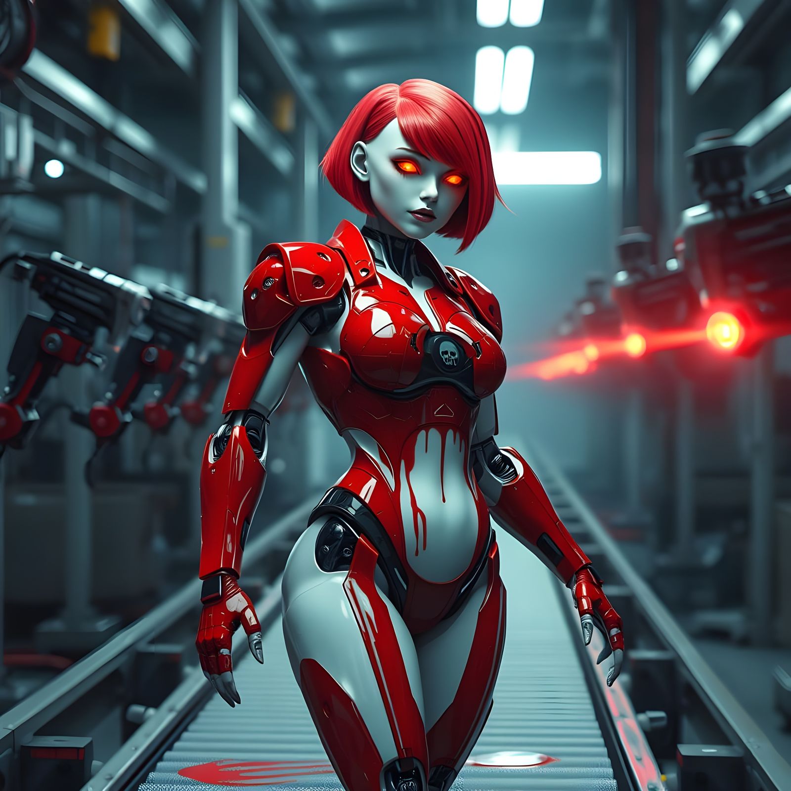 Epic Space Pirate Gynoid Unveiled in Factory