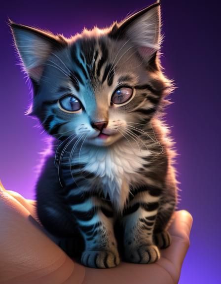 Sleepy Kitten Struggles to Stay Awake: Pixar Style