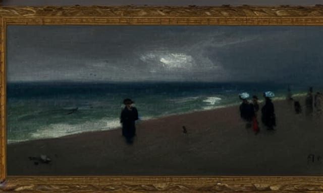 Impressionist Beach Scene from Balcony at Dusk