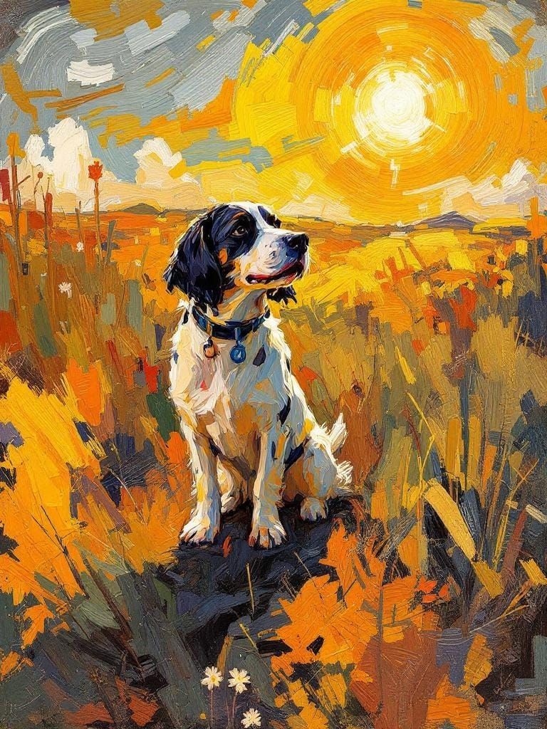 Dog in Sun as Abstract Expressionist Painting