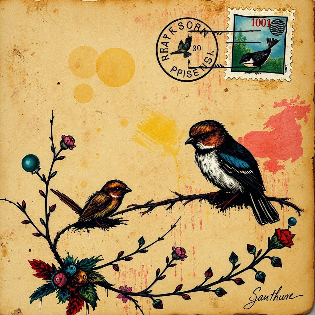 Vibrant Postcard from the Past in Impasto Style