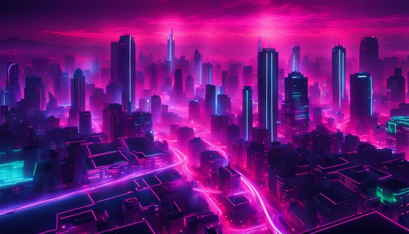 Neon Cityscape in Synthwave Style