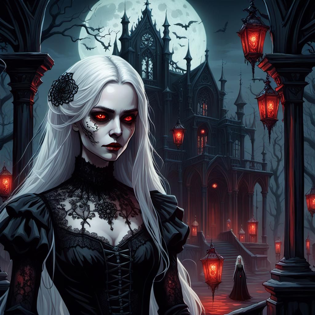 Gothic Fantasy Woman with Skeletons, in Rutkowski Style