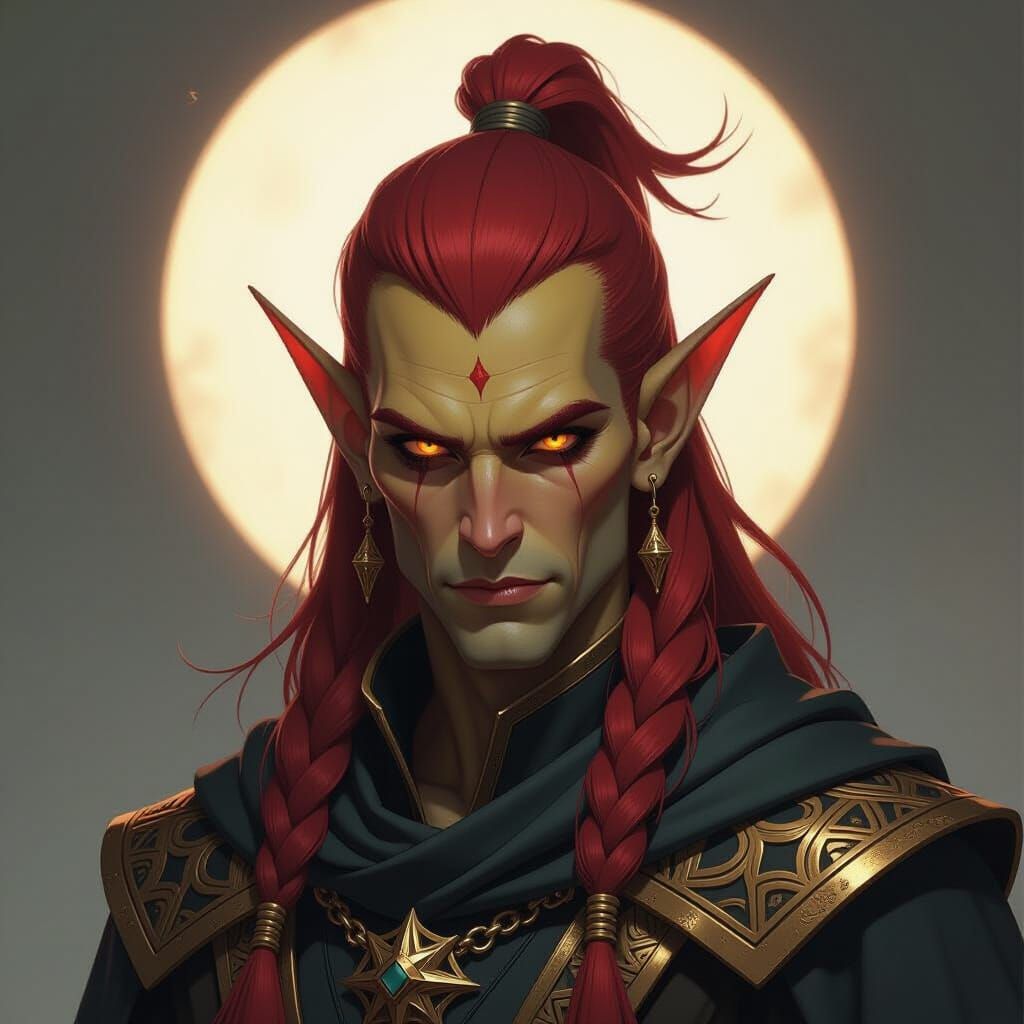 Githyanki Wizard of the Nine Moons in Dark Fantasy Style