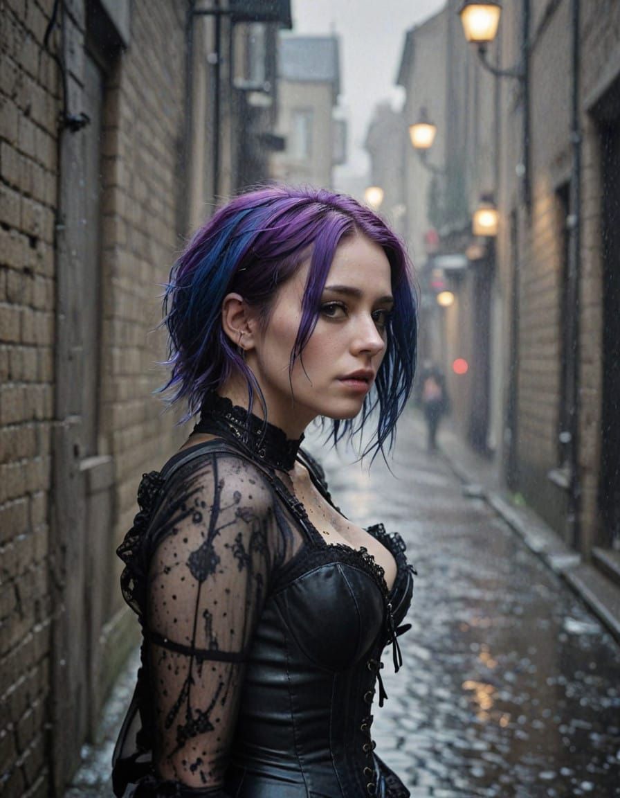 Gothpunk Goddess in Electric Blue Haze