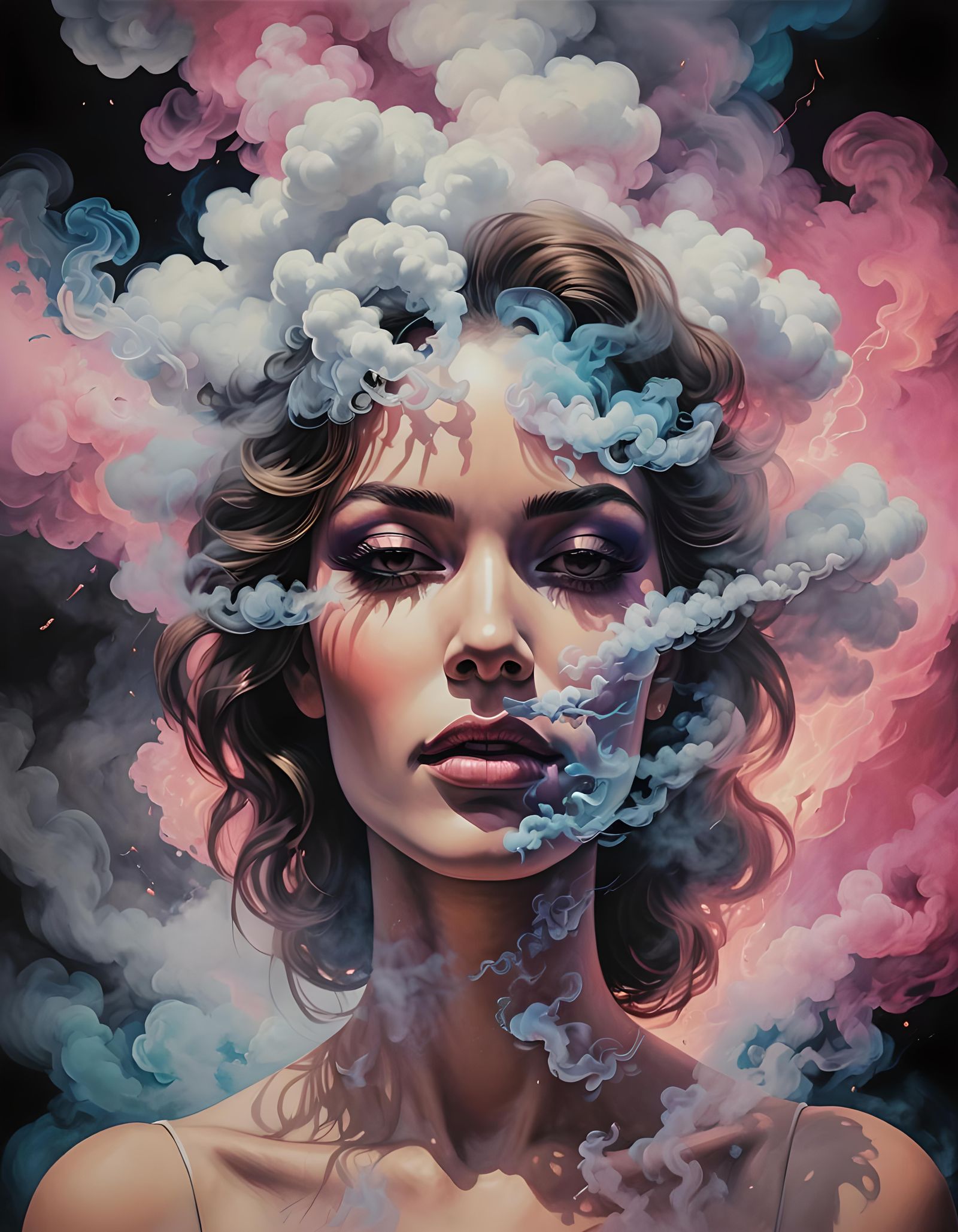 Surreal Smoke Goddess in Fine Art Style