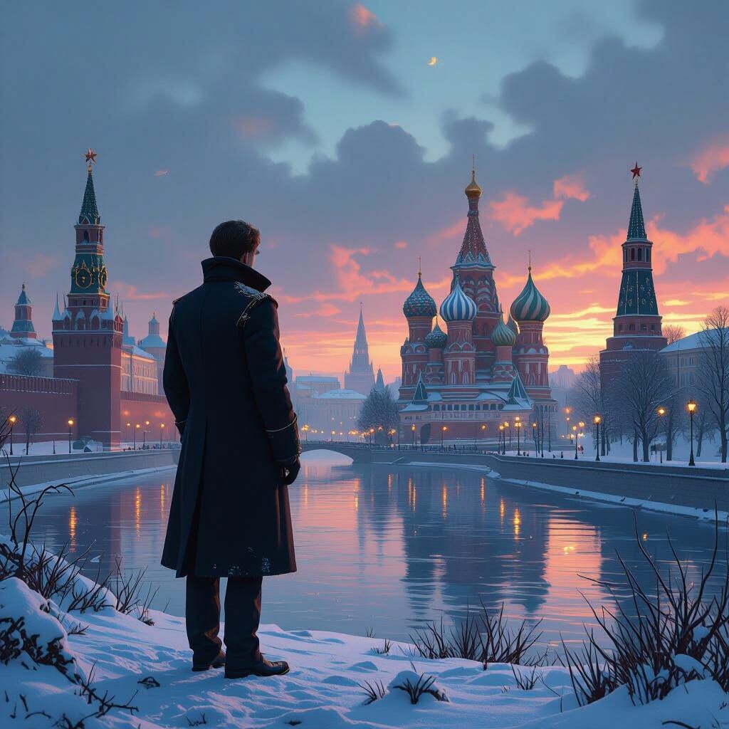Surreal Moscow Landscape with Young Russian Prince