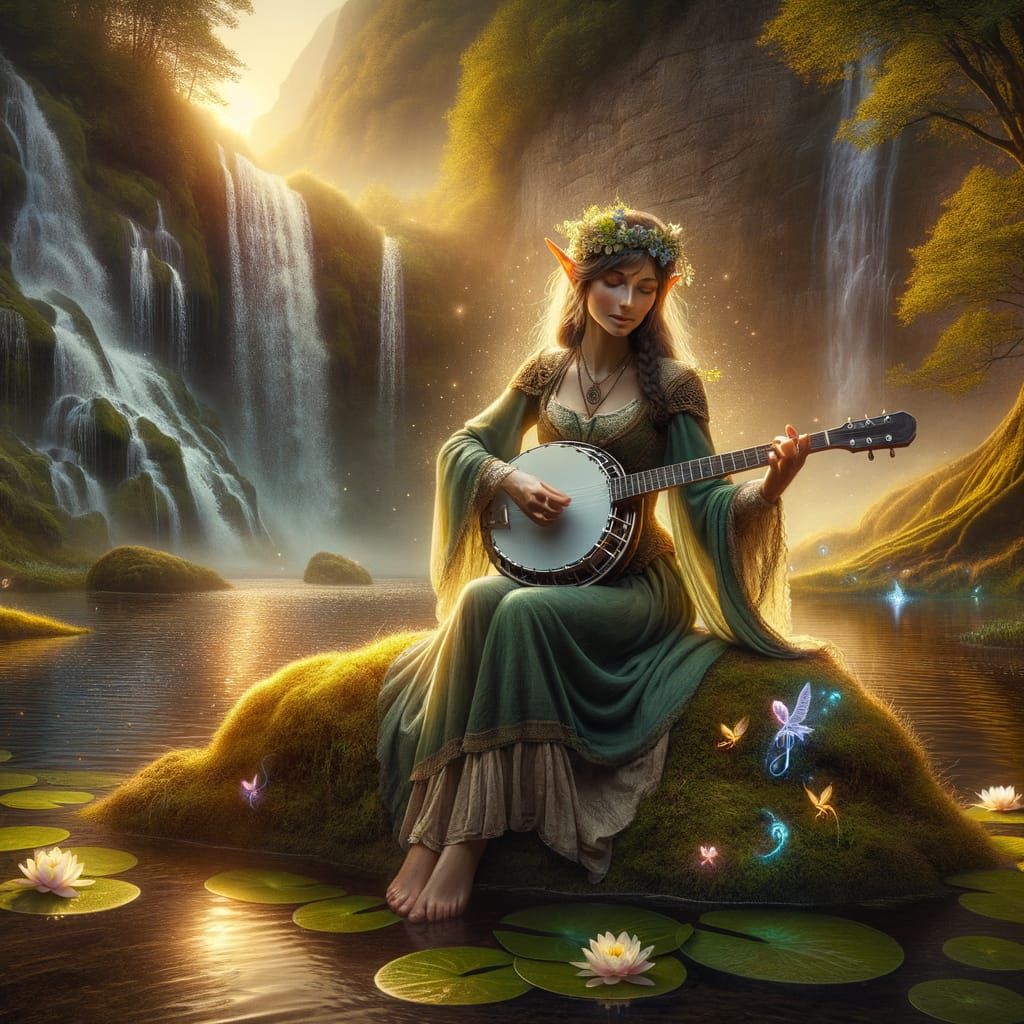 Elven Banjoist Enchants with Magical Music