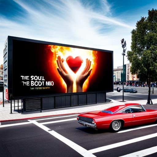 Hyperrealistic Billboard Design: Soul, Body-Mind, Heart