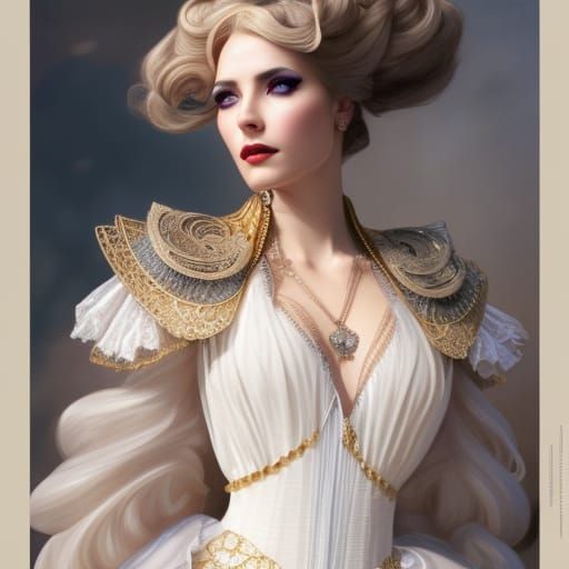 Steampunk Model Portrait in Digital Art Style