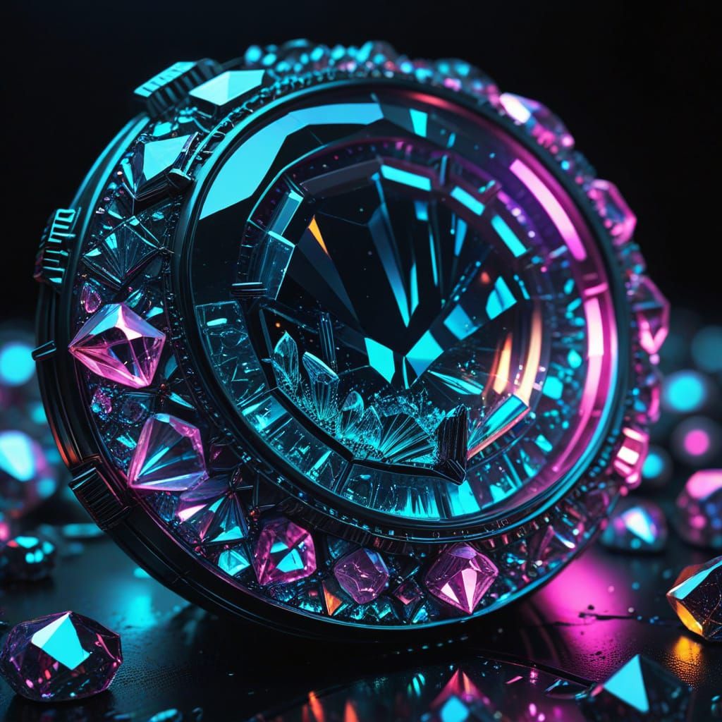 Neon Crystal Jewelry in Futuristic Sci-Fi Style